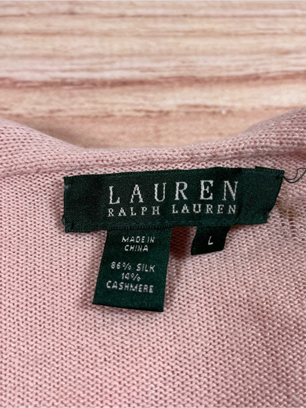 Lauren Ralph Lauren Silk Cashmere Ruffle Neck & Cuff Sweater Blush Women’s L* - Picture 2 of 7